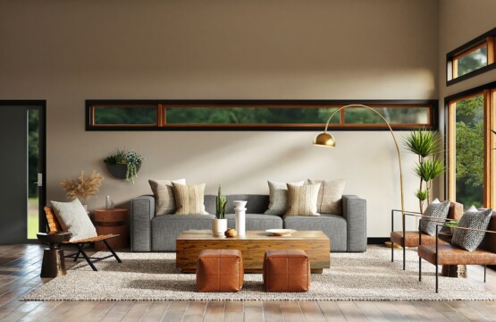 white and brown living room set